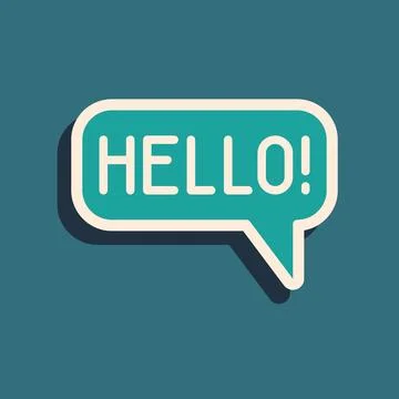 Green Hello in different languages icon isolated on green background. Speec.. Stock Illustration