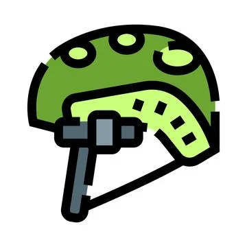 Green helmet protecting head during various activities Stock Illustration