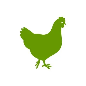 Green hen silhouette isolated on the white background. Ilustração Stock
