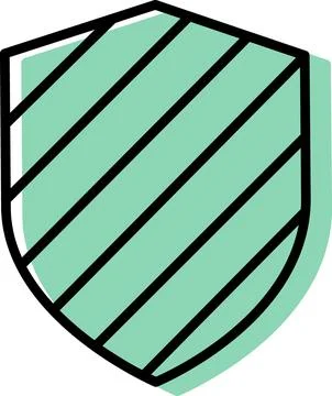 Green heraldic shield with diagonal stripes イラスト素材