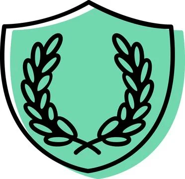 Green heraldic shield with laurel wreath Stock Illustration