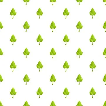 Green herbal leaf pattern repeating seamless background Stock Illustration