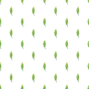 Green herbal sprig repeating seamless nature pattern Stock Illustration