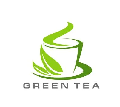 Green herbal tea icon, cafe hot drink emblem Stock Illustration