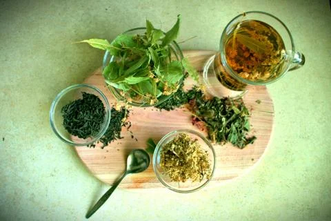 Green herbal tea Stock Photos