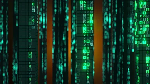 Green hex-code digital background seamless loop 3D render animation Stock Footage 195967407