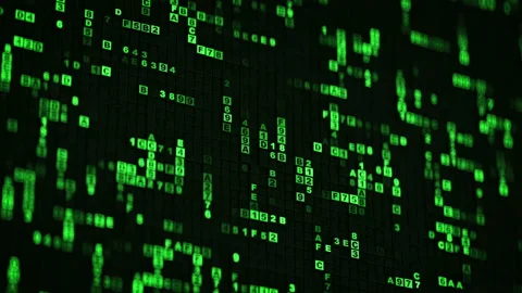 Green HEX digital data code seamless loop 3D render animation Stock Footage 117460681