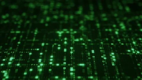 Green HEX digital symbols on computer monitor loopable animation 4k (4096x2304) Stock Footage 91073663