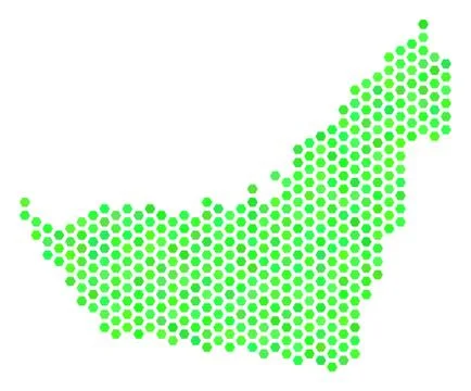 Green Hex Tile Arab Emirates Map Stock Illustration