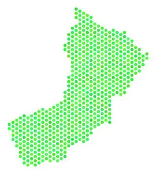 Green Hex Tile Oman Map Stock Illustration