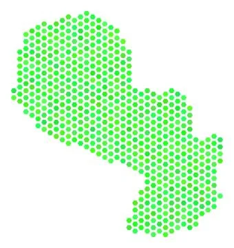 Green Hex Tile Paraguay Map Stock Illustration