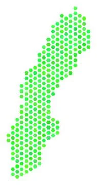 Green Hex Tile Sweden Map Illustrazione stock
