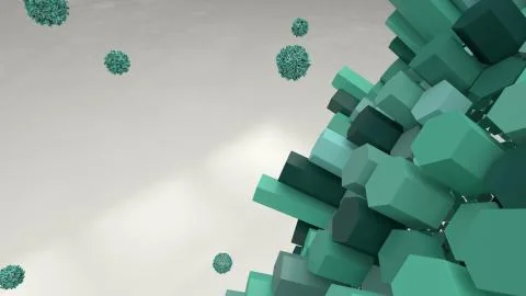 Green hexagon bacteria.abstract. 3d render.wallpaper Illustrazione stock