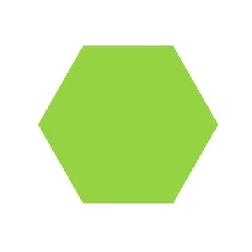 Green hexagon basic simple shapes isolated on white background, geometric hex Stock-Illustration