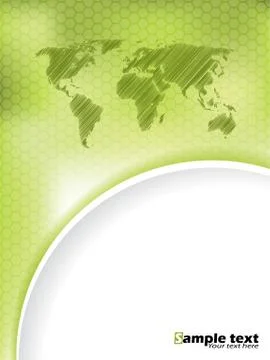 Green hexagon brochure design with scribbled map Stock Illustration