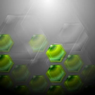 Green hexagon elements on the dark background. Vector illustration eps 10 ... Stock Photos