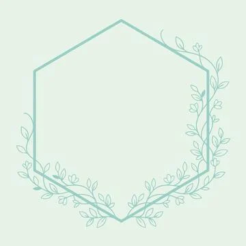 Green Hexagon Frame with Vines Ilustración de archivo