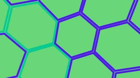 Green hexagon geometric pattern with blue lines Stock Illustration
