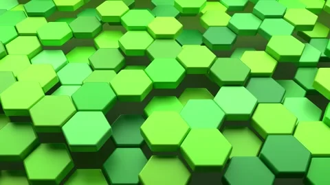 Green hexagon grid abstract 3D animation seamless loop Vídeo Stock 347719676