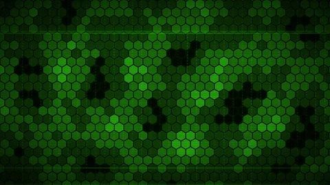 Green Hexagon Honeycomb Matrix Binary Code Scanline Digital Background. Stockbeeldmateriaal 347878317