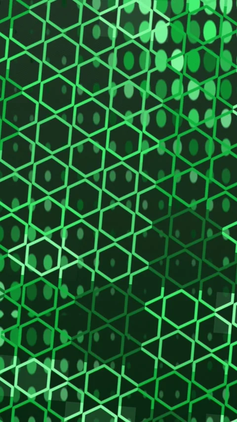 Green Hexagon Network Grid Loop | Digital Tech Matrix Motion Stock Footage 342985441