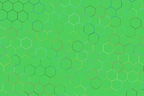 Green hexagon pattern background with geometric shapes Stock Photos