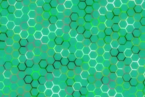 Green hexagon pattern background with glowing lines 스톡 일러스트