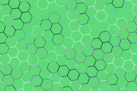 Green hexagon pattern with colorful outlines on a textured background Stock Illustration
