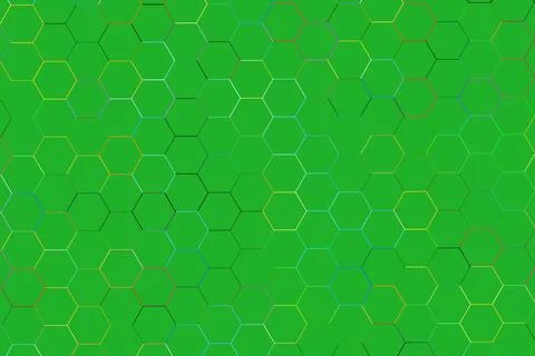 Green hexagon pattern with lines on a vibrant background Stock Photos