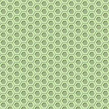 Green hexagon seamless pattern with 3d effect Stock Illustration