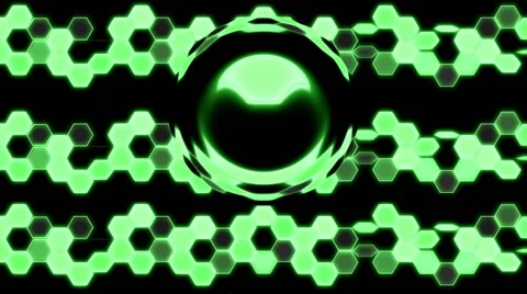 Green Hexagon Tech Abstract with ocular effect Stock Footage 41000416