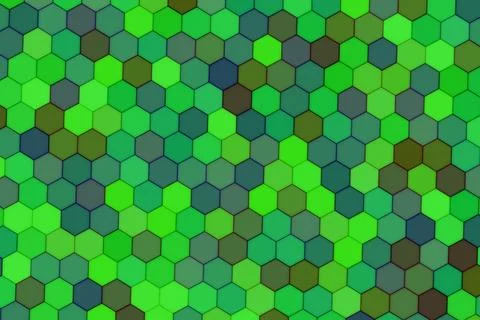 Green hexagon tiles pattern with dark accents Stock Illustration