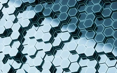 Green hexagonal background pattern, 3d rendering. イラスト素材