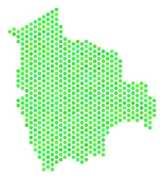 Green Hexagonal Bolivia Map Stock Illustration