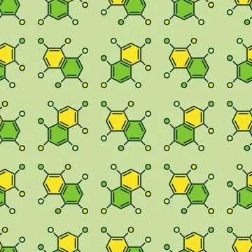 Green Hexagonal Chemical Compounds vector Modern Seamless Pattern イラスト素材