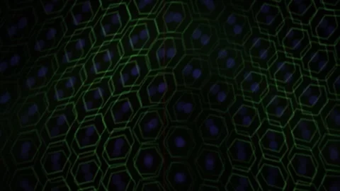 Green Hexagonal Grid with Blue Dots Moving in Abstract Cellular Pattern Bac.. Stock Footage 343719679