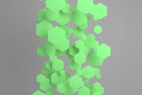 Green hexagons of random size on white background Stock Illustration