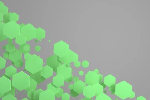 Green hexagons of random size on white background Stock Illustration