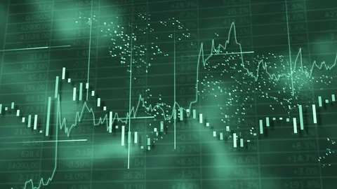 Green hi-tech background - stock diagrams, graphs and tables Stock Footage 105376565