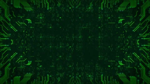 Green Hi-Tech Circuit Board Background. Seamless Loop Abstract Animation. Stock Footage 80643116