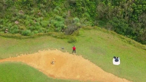 Green Hill Between Sky and Sea Video stock 331528858