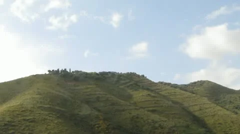 Green Hill with Clouds Stock Footage