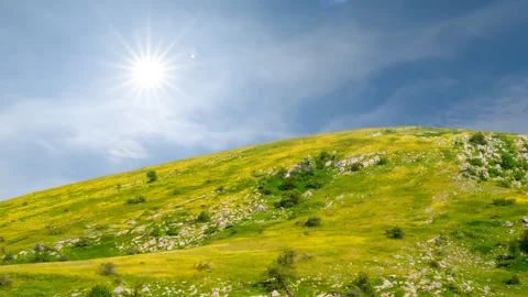 Green hill under a sparkle sun 스톡 동영상 337653137