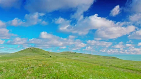 Green hills. 4K. FULL HD, 4096x2304. Stock Footage 34337648