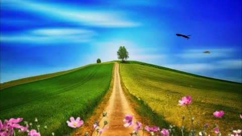 Green hills and blue sky Stock Footage 279862553