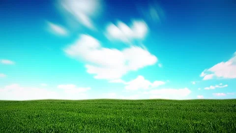 Green hills and cloudy sky, sunset background Stock Footage 201600471