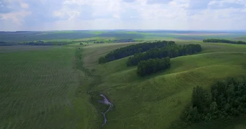 Green hills and fields Stock Footage 96634912