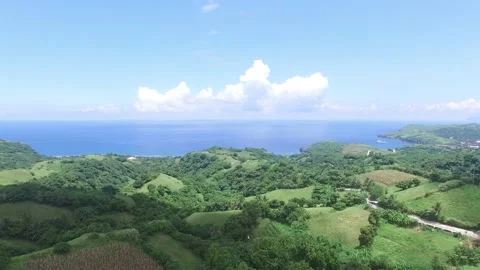 GREEN HILLS WITH OCEAN VIEW Stock Footage 130866072