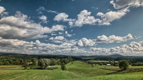 Green hills time lapse UHD footage. Beautiful landscape of Mountains. Видео 80233222