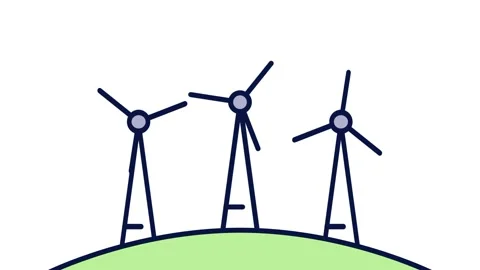 Green Hillside with Three Wind Turbines Stock Footage 343519134